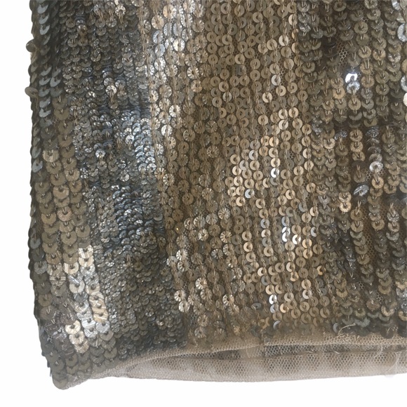 new Parker ❤︎ Sequin Sleeveless Evening Top ❤︎ Sheer Yoke Tank ❤︎ Silver Large - Picture 9 of 12